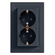 Schneider Electric EPH9900171 Asfora Plus  Antrasit İkili Topraklı Priz Çerçeveli