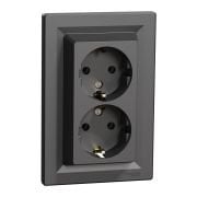 Schneider Electric EPH9900171 Asfora Plus  Antrasit İkili Topraklı Priz Çerçeveli