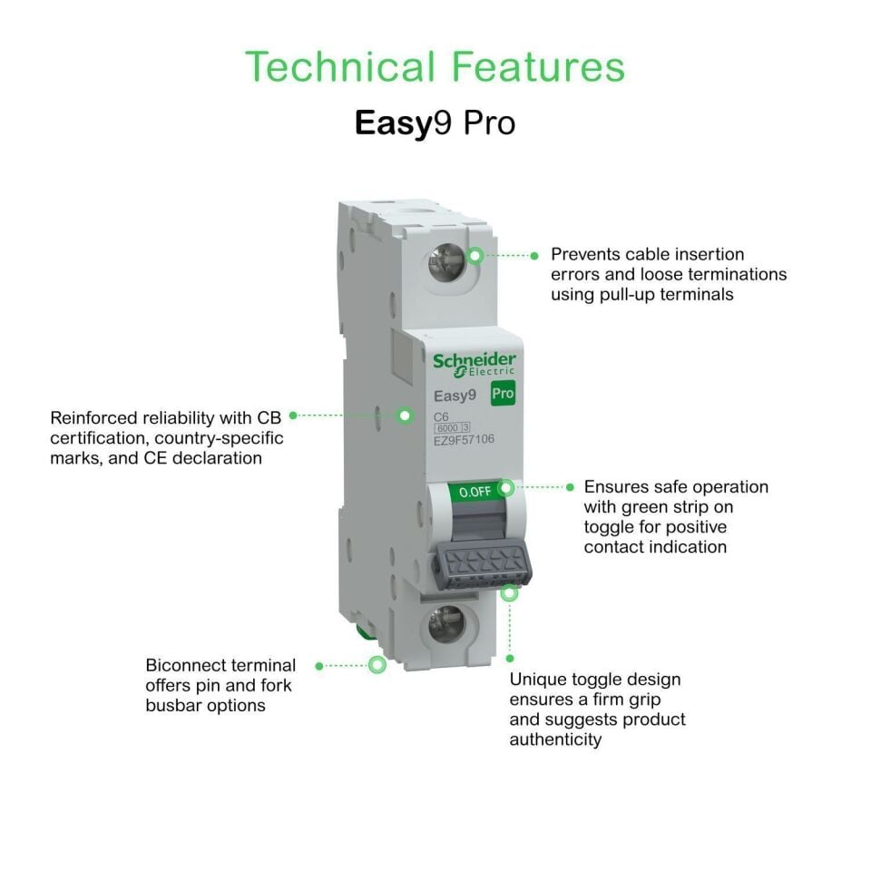 Schneider Electric EZ9F27110 1x10A 6kA B Otomatik Sigorta Easy9 Pro