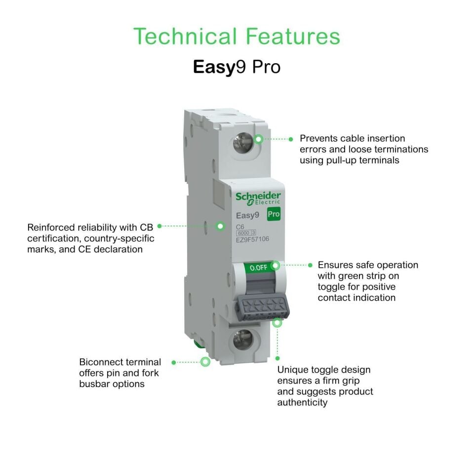 Schneider Electric EZ9F59110 1x10A 10kA C Otomatik Sigorta Easy9 Pro