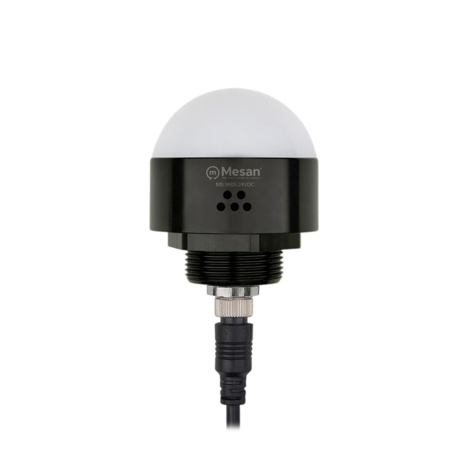 Ø50 M30 Somun Bağlantılı LED İndikatör M12 Konnektör RGY Buzzer PNP/NPN Siyah Gövde MS 9605.24VDC