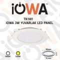 İowa TK-1411 3W Sıva Altı Panel Led Beyaz 6500K