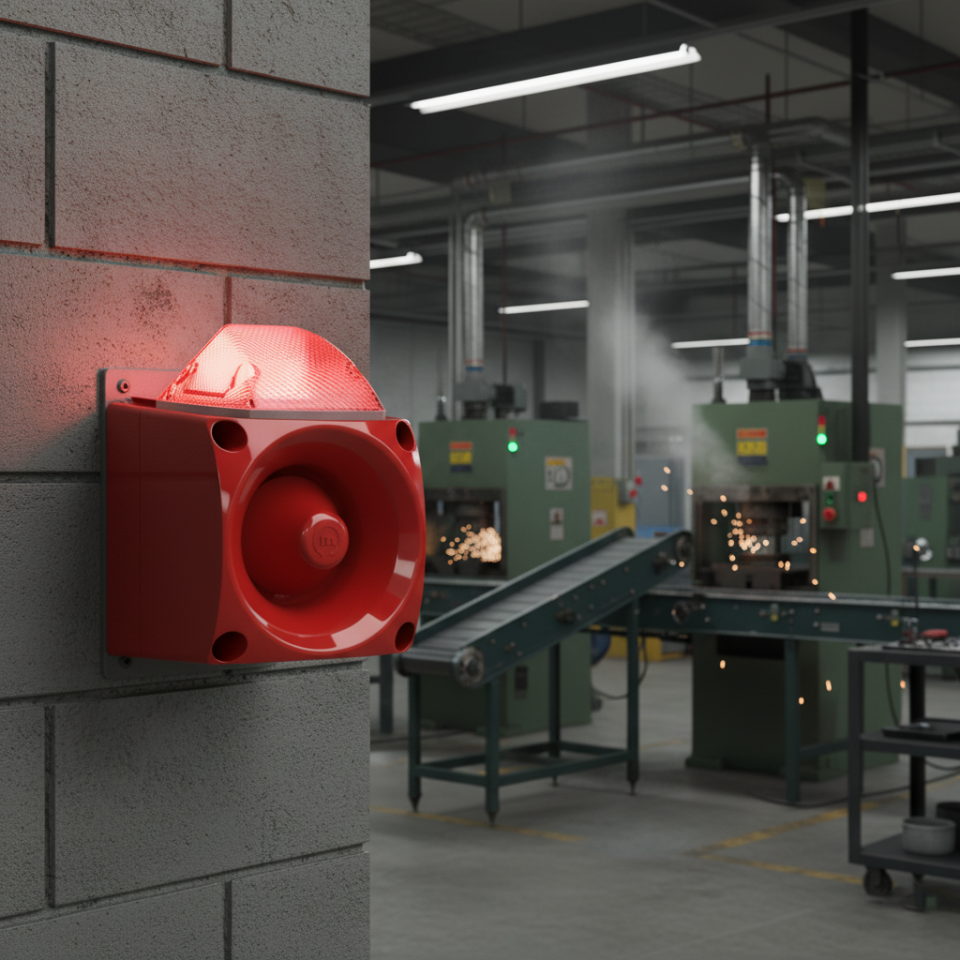 ENDÜSTRİYEL LED IŞIKLI SİREN KIRMIZI GÖVDE MS 3050.1.10.12-30VDC