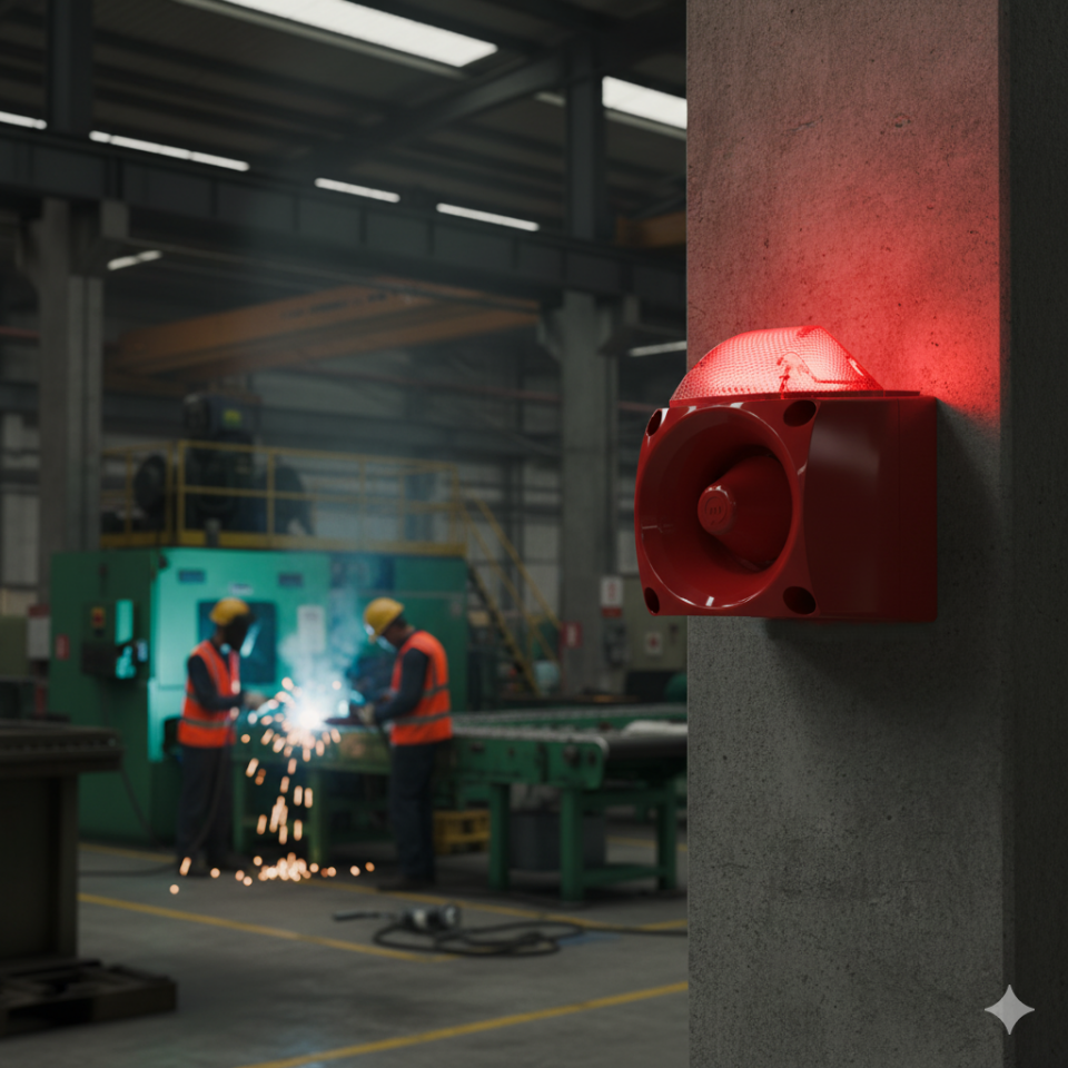 ENDÜSTRİYEL LED IŞIKLI SİREN KIRMIZI GÖVDE MS 3050.1.10.220VAC