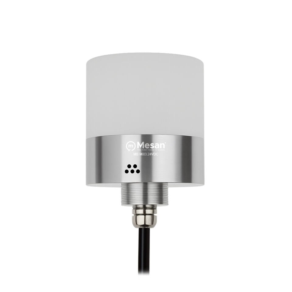 Ø80 M30 Somun Bağlantılı LED İndikatör RGY Buzzer Gümüş Gövde MS 9603.24VDC