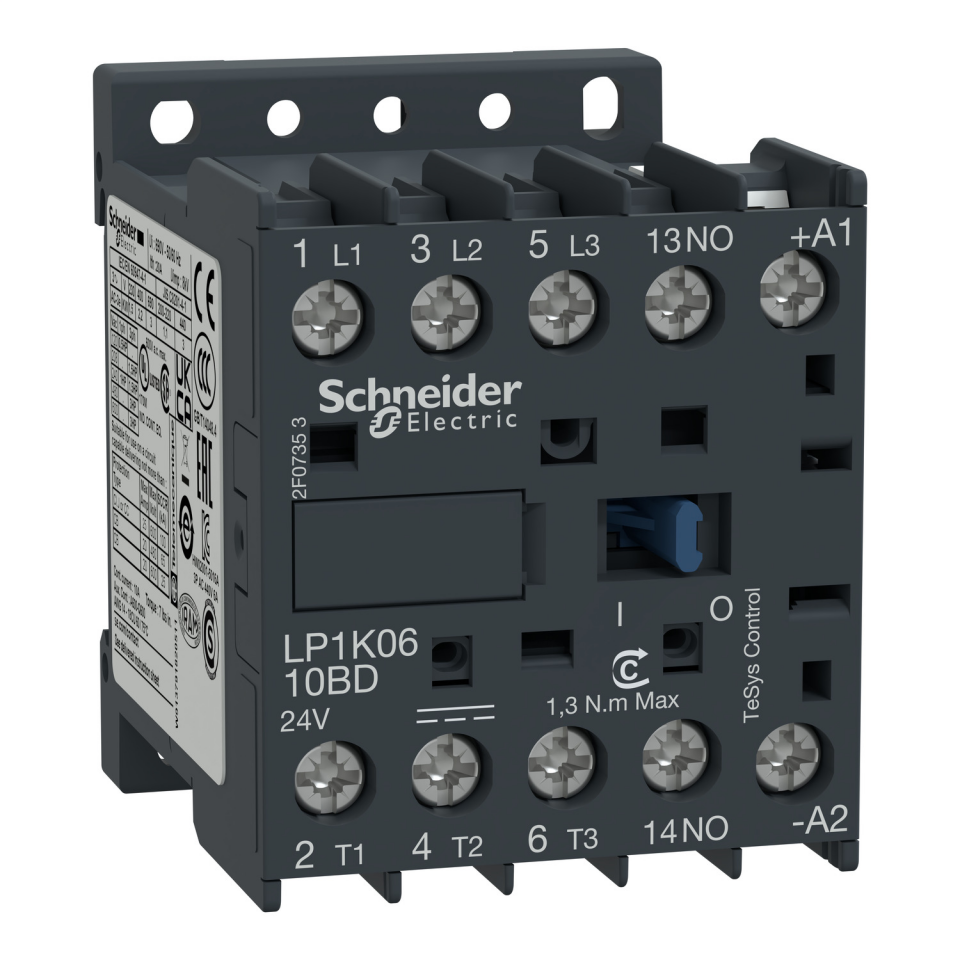 Schneider Electric LP1K0610BD 2.2 kW 6A 3NA+1NA 24 VDC Kontaktör