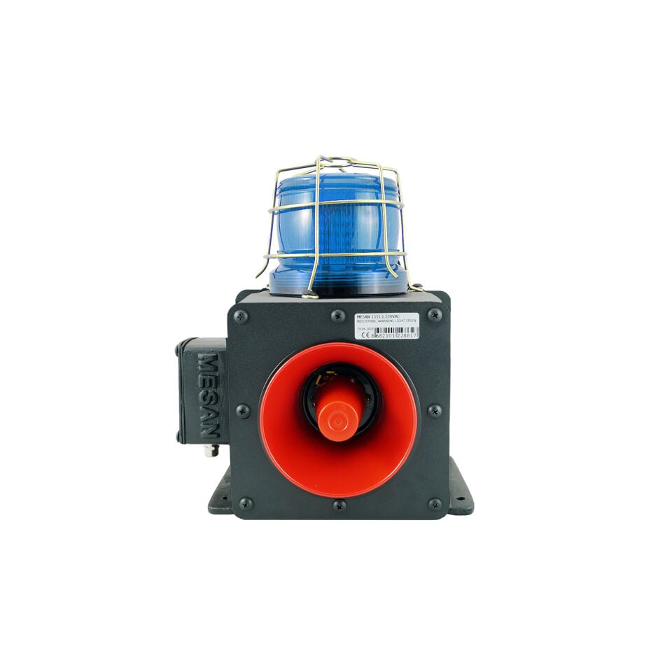 Endüstriyel Işıklı Siren 43 Ses Kontaklı Alüminyum Gövde MS 1333.5.110-220VAC