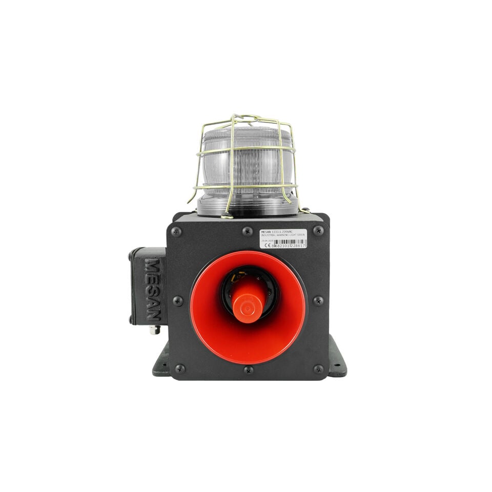 Endüstriyel Işıklı Siren 43 Ses Kontaklı Alüminyum Gövde MS 1333.4.110-220VAC