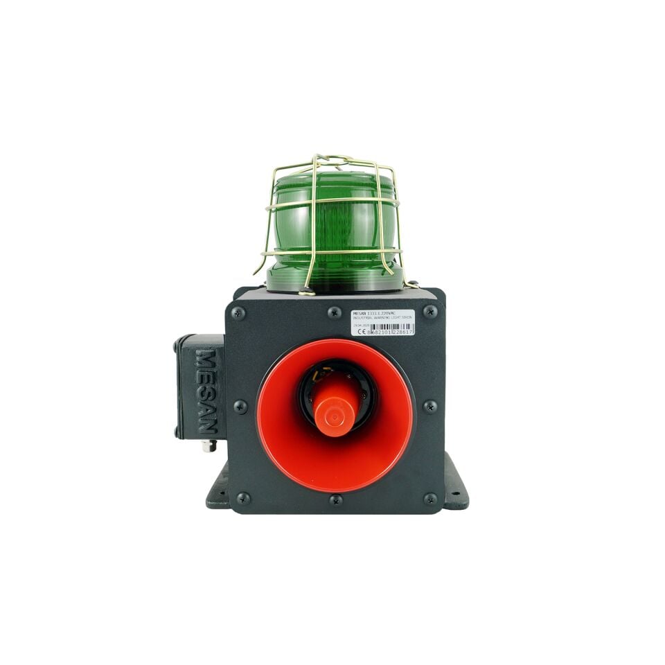 Endüstriyel Işıklı Siren 43 Ses Kontaklı Alüminyum Gövde MS 1333.2.12-60VAC/DC